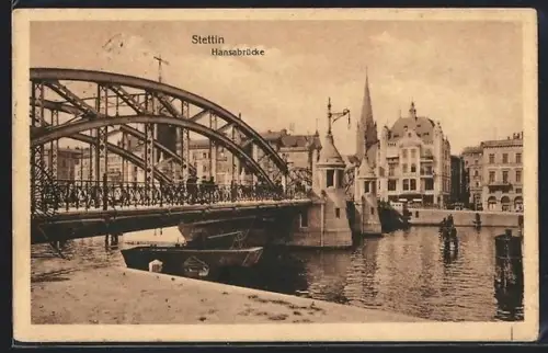 AK Stettin, Partie an der Hansabrücke