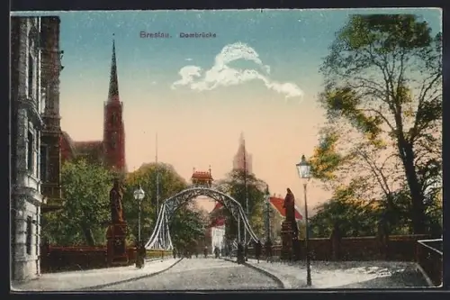 AK Breslau, Strassenpartie zur Dombrücke