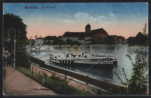 AK Breslau, Dampferpartie an der Dominsel