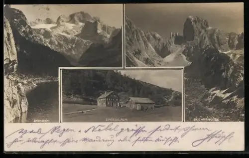 AK Gosau, Gasthaus Zwieselalm G. u. E. Steiner, Dachstein, Bischofmütze