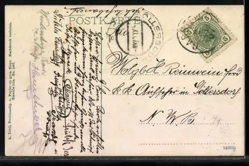 AK Garsten /O.-Ö., Teilansicht mit Kloster und Gewässer aus der Vogelschau