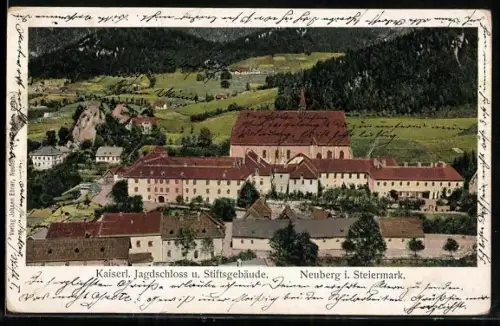 AK Neuberg /Steiermark, Kaiserl. Jagdschloss u. Stiftsgebäude aus der Vogelschau