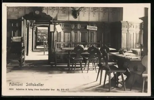 AK Admont, Gaststätte Stiftskeller, Innenansicht Gastraum