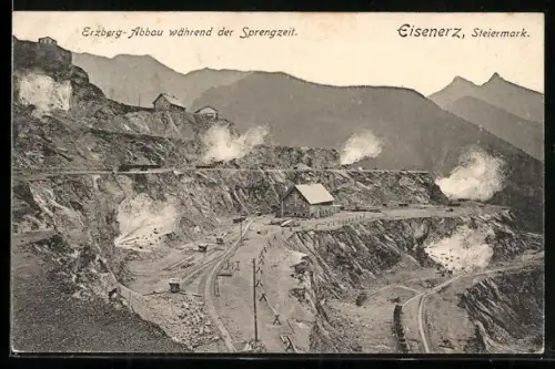 AK Eisenerz, Erzberg-Abbau während der Sprengzeit