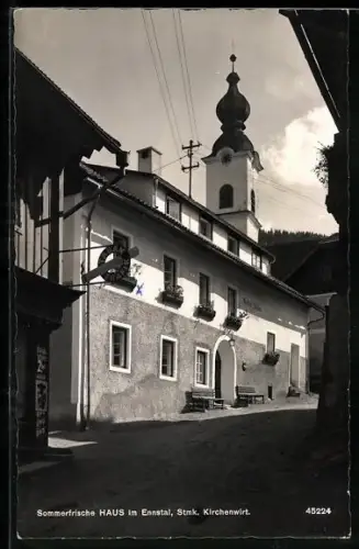 AK Haus im Ennstal, Gasthof Kirchenwirt und Kirchturm