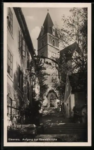 AK Eisenerz, Aufgang zur Oswaldikirche