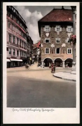 AK Graz, platz, Sporgasse, Strassenkreuzung