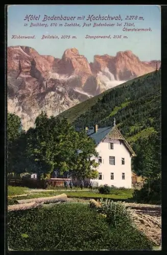 AK Thörl bei Aflenz, Hôtel Bodenbauer mit Hochschwab