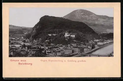 AK Salzburg, Teilansicht gegen Kapuzinerberg und Gaisberg