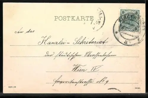 AK Ferlach, Ortspanorama vor Bergkulisse