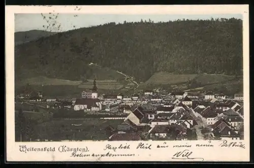 AK Weitensfeld /Kärnten, Teilansicht mit Umgebung aus der Vogelschau
