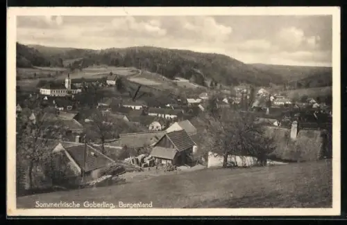 AK Goberling /Burgenland, Ortsansicht von einer Wiese aus