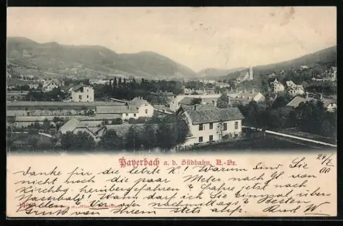 AK Payerbach a. d. Südbahn, Ortsansicht mit Bergpanorama