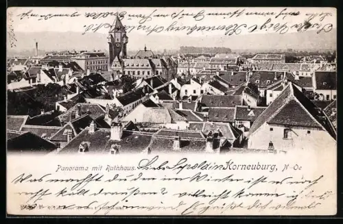 AK Korneuburg, Panorama mit Rathaus