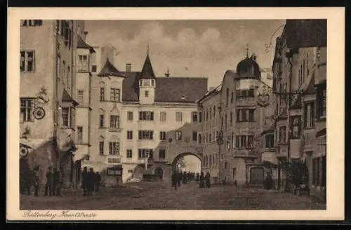AK Rattenberg, Passanten vor den Häusern auf der Hauptstrasse