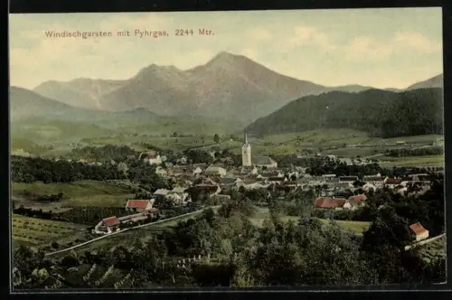 AK Windischgarsten, Gesamtansicht mit Pyhrgas aus der Vogelschau