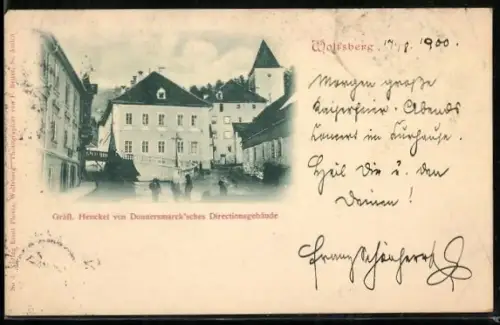 AK Wolfsberg /Kärnten, Gräfl. Henckel von Donnersmarcksches Directionsgebäude, Ortspartie