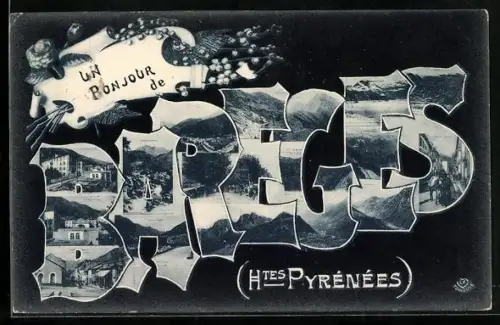 AK Barèges /Htes-Pyrénées, Un bonjour de Barèges avec vues pittoresques