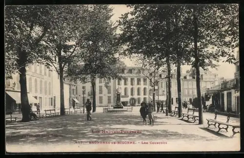 AK Bagnères-de-Bigorre /Hautes-Pyrénées, Les Coustous avec fontaine et arbres majestueux
