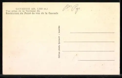 AK Gavarnie, Vue prise de la terrasse du Restaurant du Point de vue de la Cascade
