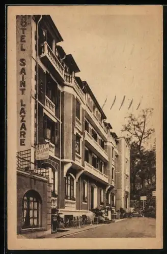 AK Lourdes, Hôtel Saint-Lazare facade et entrée principale