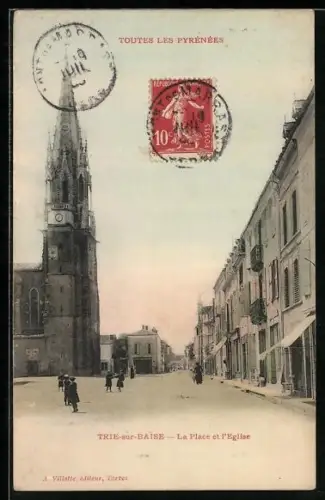 AK Trie-sur-Baïse, La Place et l`Église