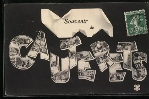 AK Cauterets, Souvenir de Cauterets avec vues intégrées dans les lettres