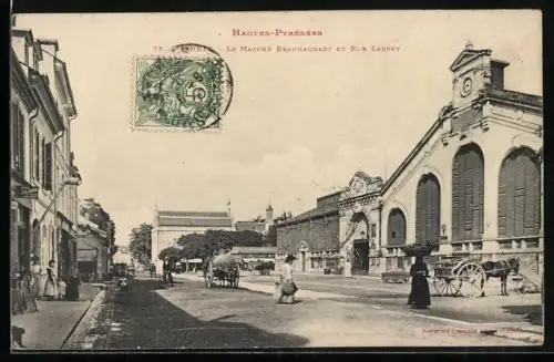AK Tarbes /Hautes-Pyrénées, Le Marché Brauhauban et Rue Larrey