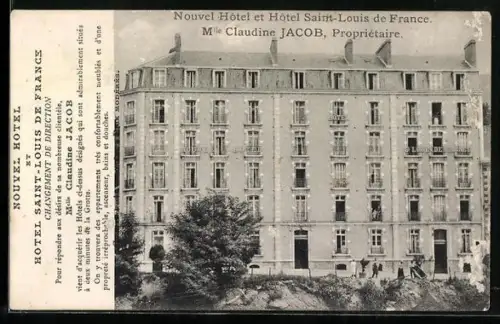 AK Lourdes, Nouvel Hôtel et Hôtel Saint-Louis de France, facade imposante et élégante