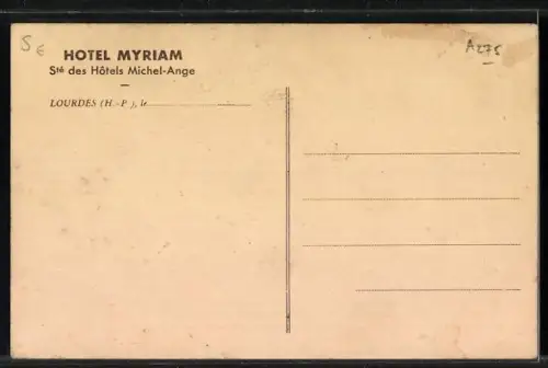 AK Lourdes /Htes-Pyr., Hôtel Myriam, plan et vue de l`établissement