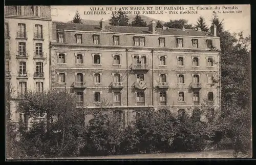 AK Lourdes, Villa de l`Ave Maria et du Paradis, pension de famille au 11 Chemin du Paradis