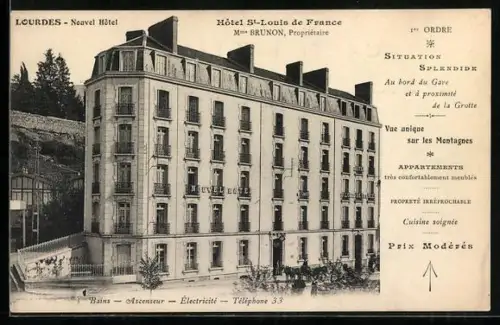 AK Lourdes, Hôtel St-Louis de France, vue de l`établissement et description de ses commodités