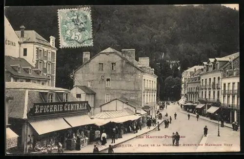 AK Cauterets /Hautes-Pyrénées, Place de la Mairie et Avenue du Mamelon Vert