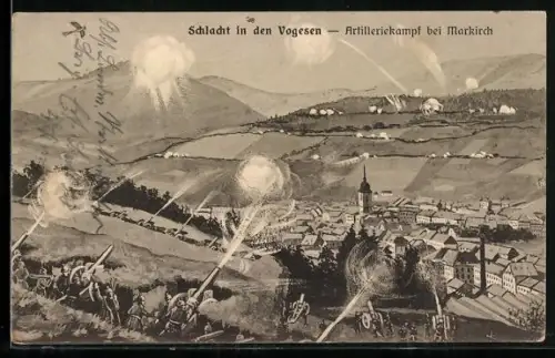 AK Artilleriekampf bei Markirch in den Vogesen