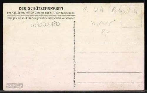 AK Der Schützengraben des Kgl. Sächs. Militär-Vereins ehem. 177er zu Dresden