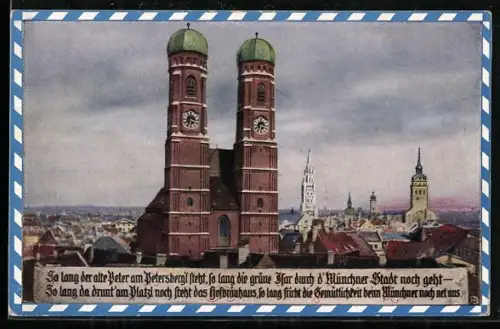 AK München, Frauenkirche mit Stadtpanorama