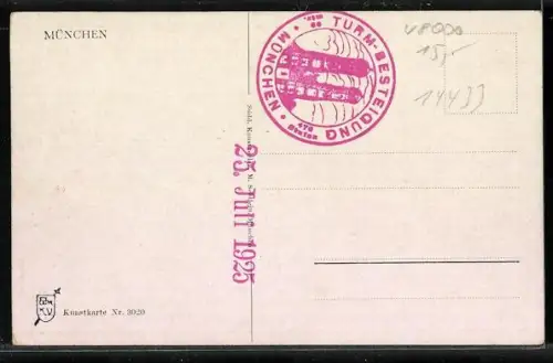 AK München, Frauenkirche mit Stadtpanorama