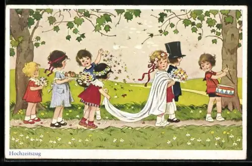 Künstler-AK Fritz Baumgarten: Hochzeitszug