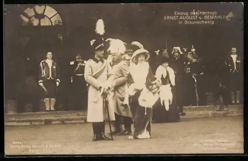 AK Braunschweig, Einzug des Herzogs Ernst August u. Gemahlin Victoria Luise