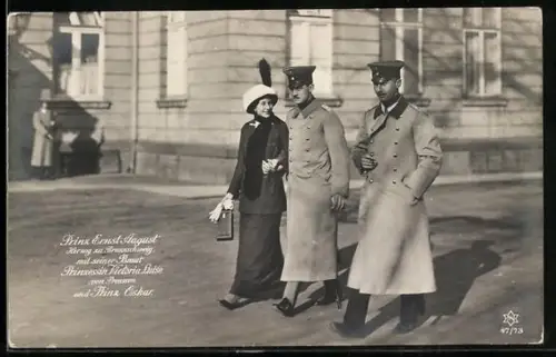 AK Prinz Oskar, Prinzessin Victoria Luise und Herzog Ernst August von Braunschweig