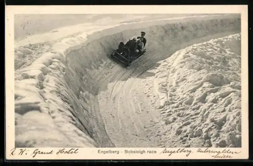 AK Engelberg, Bobsleigh race, Rennschlitten in der Kurve