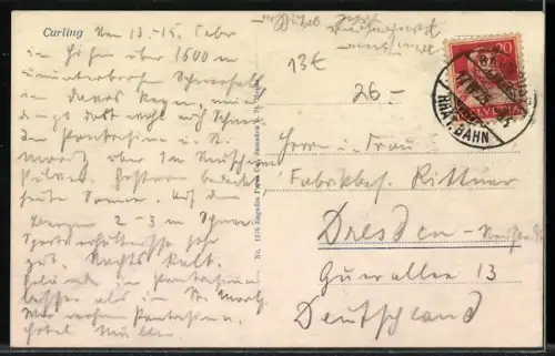 AK Curling, Wintersportler auf dem Eis mit Steinen und Besen