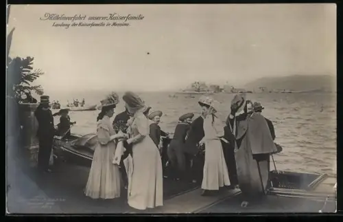 AK Messina, Mittelmeerfahrt unserer Kaiserfamilie, Landung der Familie