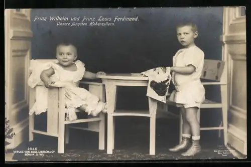 AK Prinz Wilhelm und Prinz Louis Ferdinand von Preussen am Kindertisch