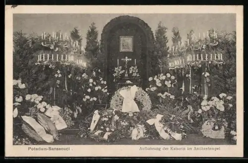 AK Potsdam, Sanssouci, Aufbewahrung unserer Kaiserin Auguste Victoria von Preussen im Antikentempel