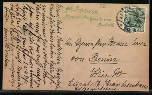 AK Prinzessin Joachim von Preussen auf einem Stuhl sitzend