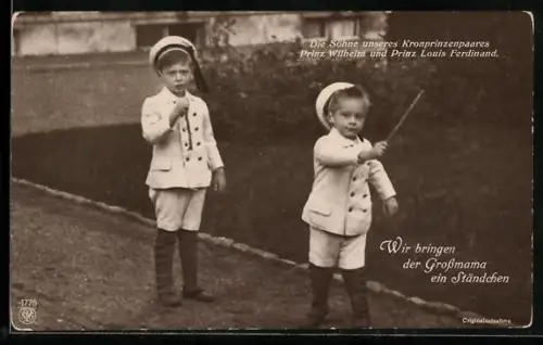 AK Die Söhne des Kronprinzenpaares, Prinz Wilhelm und Prinz Louis Ferdinand