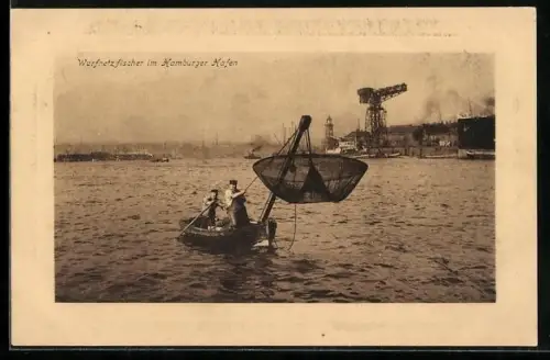 AK Hamburg, Wurfnetzfischer im Hafen