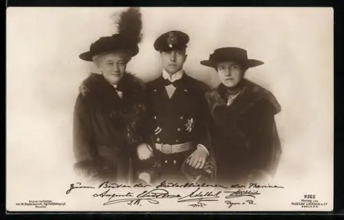 AK Prinz Adalbert von Preussen mit Gemahlin und der Kaisern Auguste Victoria
