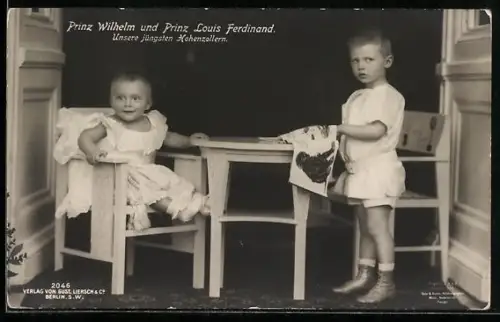 AK Prinz Wilhelm und Prinz Louis Ferdinand von Preussen am Kindertisch